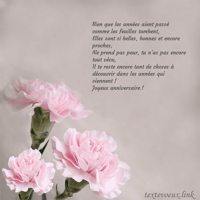 Carte de voeux avec oeillets roses