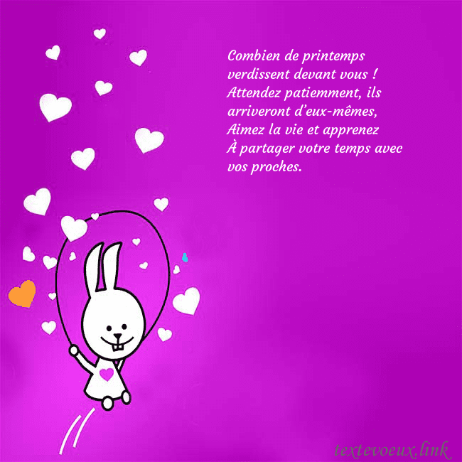 Carte de voeux avec un drôle de lapin Combien de printemps verdissent devant vous !
Atte Carte de voeux avec un drôle de lapin