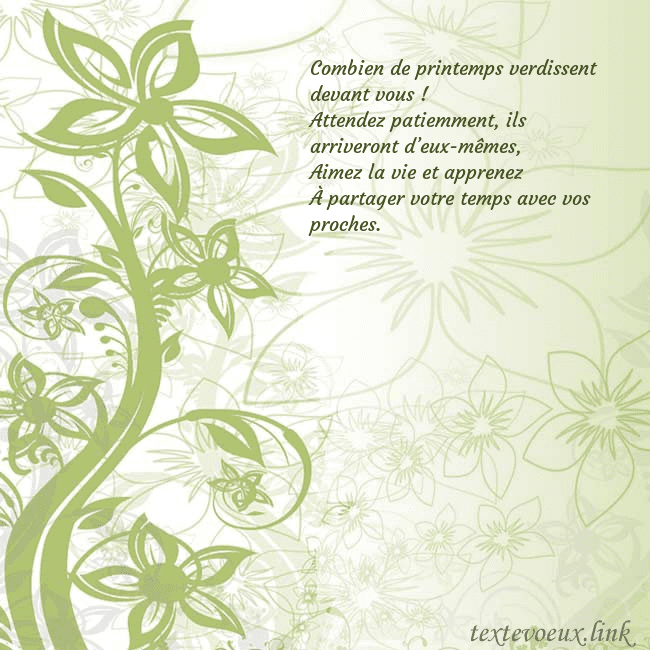Carte de voeux avec des fleurs peintes en vert Combien de printemps verdissent devant vous !
Atte Carte de voeux avec des fleurs peintes en vert