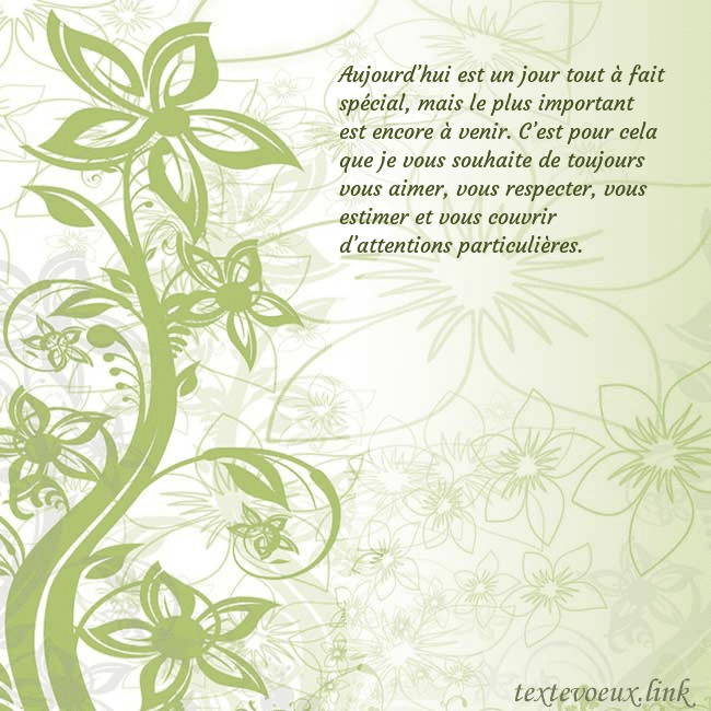 Carte de voeux avec des fleurs peintes en vert Aujourd’hui est un jour tout à fait spécial, mais Carte de voeux avec des fleurs peintes en vert
