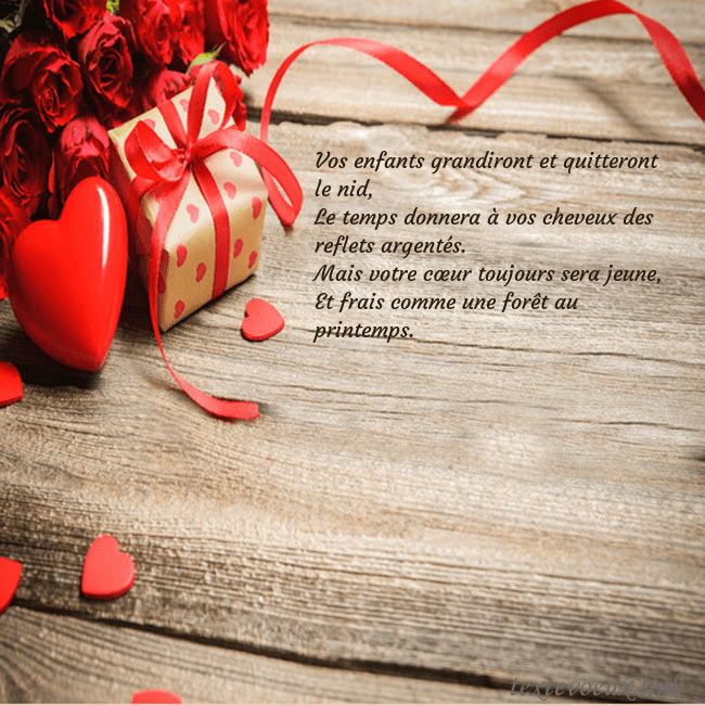 Carte de vœux avec coeur rouge et cadeau Vos enfants grandiront et quitteront le nid,
Le te Carte de vœux avec coeur rouge et cadeau