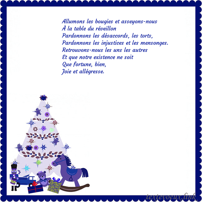 Carte du Nouvel An avec un arbre de Noël et un Casse-Noisette Allumons les bougies et asseyons-nous
À la table d Carte du Nouvel An avec un arbre de Noël et un Casse-Noisette