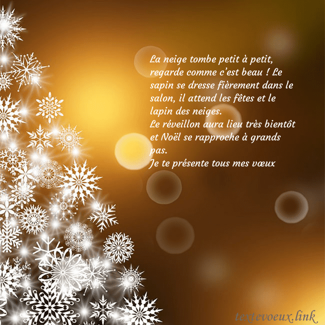 Carte postale avec un sapin de Noël fait de flocons de neige La neige tombe petit à petit, regarde comme c’est Carte postale avec un sapin de Noël fait de flocons de neige