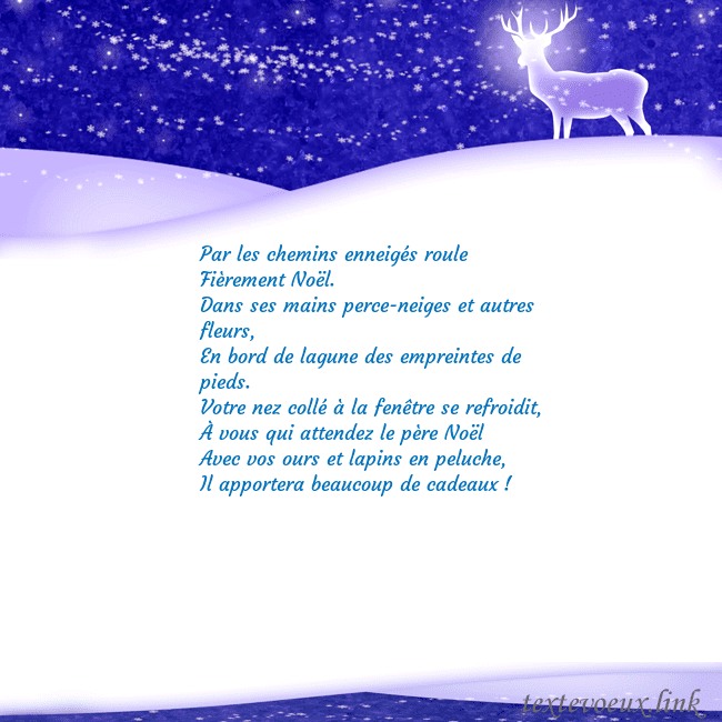 Carte de vœux avec de la neige et un cerf brillant