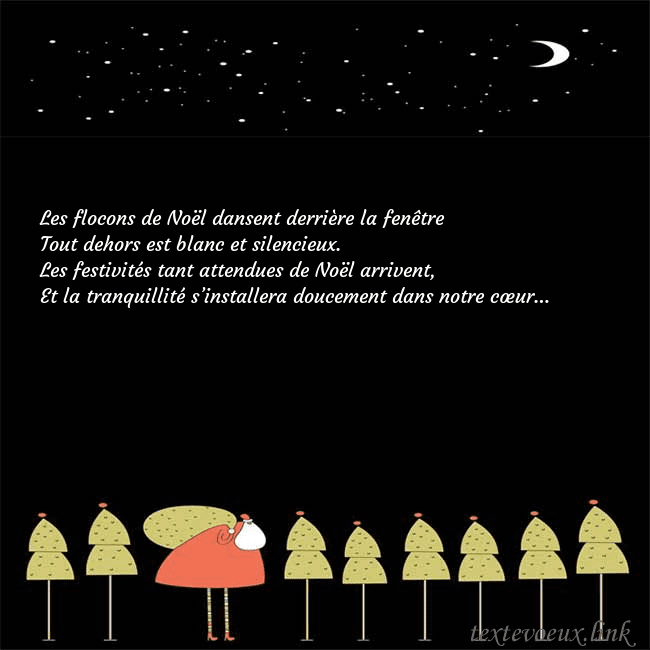 Carte de vœux avec le père Noël et les arbres de Noël Les flocons de Noël dansent derrière la fenêtre
To Carte de vœux avec le père Noël et les arbres de Noël