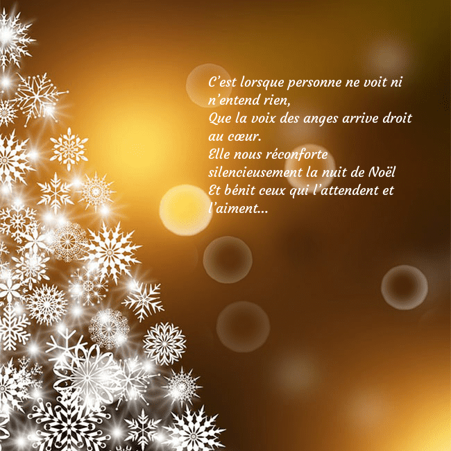 Carte postale avec un sapin de Noël fait de flocons de neige C’est lorsque personne ne voit ni n’entend rien,
Q Carte postale avec un sapin de Noël fait de flocons de neige