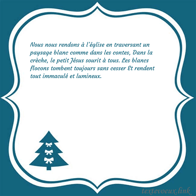Cartes de vœux du nouvel an avec un sapin de Noël bleu Nous nous rendons à l’église en traversant un pays Cartes de vœux du nouvel an avec un sapin de Noël bleu