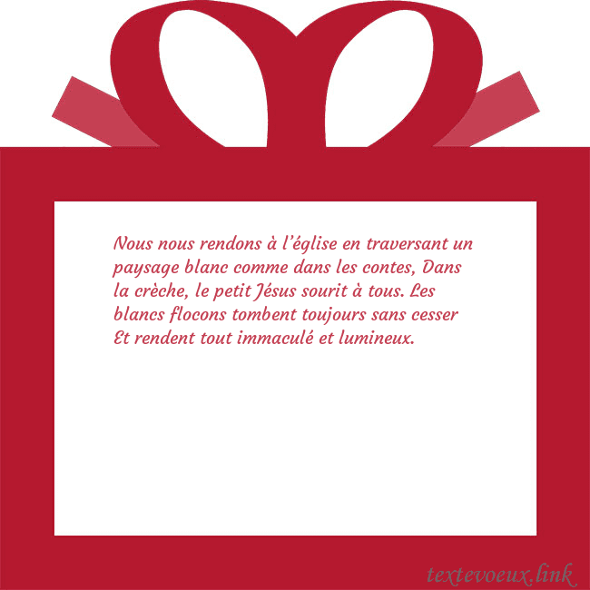 Carte du Nouvel An - un cadeau rouge Nous nous rendons à l’église en traversant un pays Carte du Nouvel An - un cadeau rouge