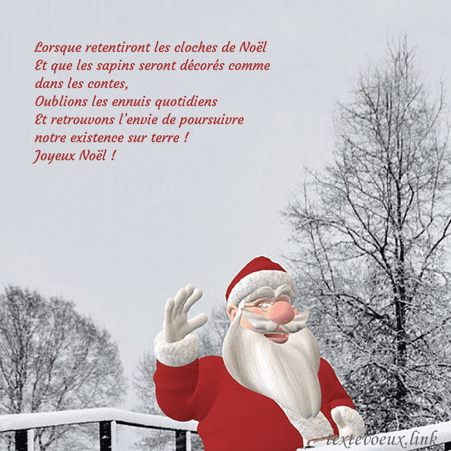 Carte postale avec le Père Noël et les arbres enneigés Lorsque retentiront les cloches de Noël
Et que les Carte postale avec le Père Noël et les arbres enneigés