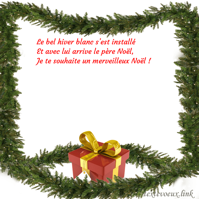 Carte postale avec des branches d'épinette et un cadeau Le bel hiver blanc s’est installé
Et avec lui arri Carte postale avec des branches d'épinette et un cadeau
