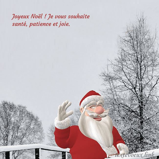 Carte postale avec le Père Noël et les arbres enneigés