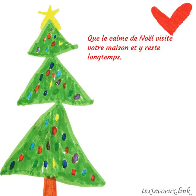 Carte de vœux avec un arbre de Noël peint et un coeur