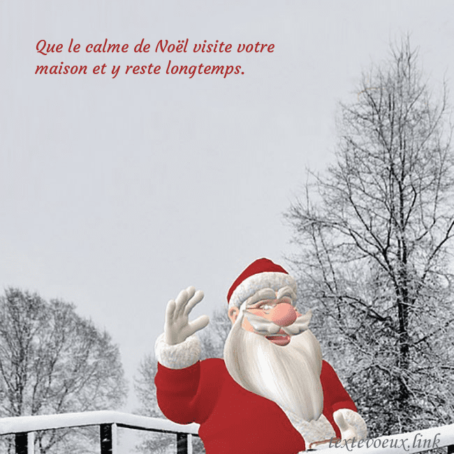 Carte postale avec le Père Noël et les arbres enneigés