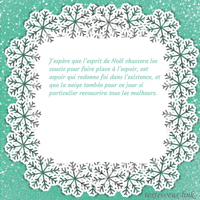 Carte de vœux avec des flocons de neige J’espère que l’esprit de Noël chassera les soucis Carte de vœux avec des flocons de neige