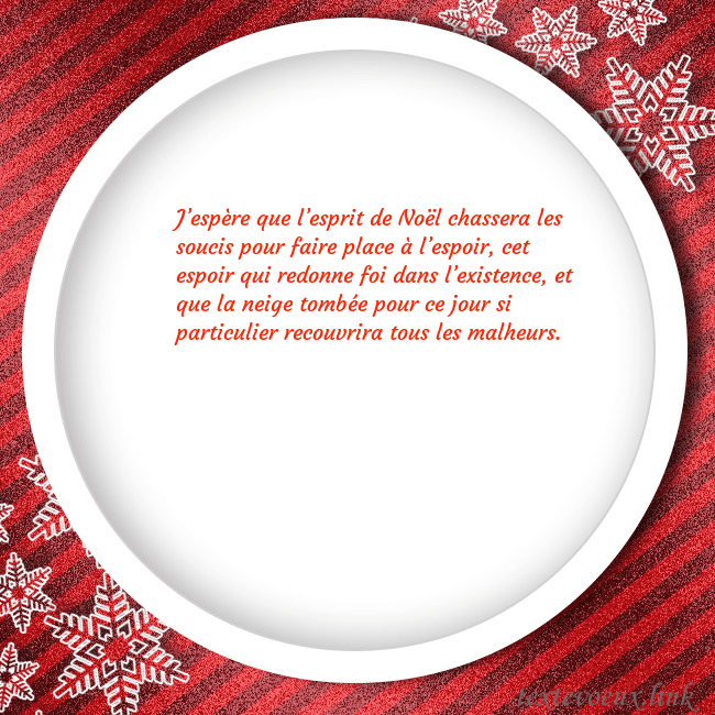Carte de vœux avec un cadre rouge J’espère que l’esprit de Noël chassera les soucis Carte de vœux avec un cadre rouge