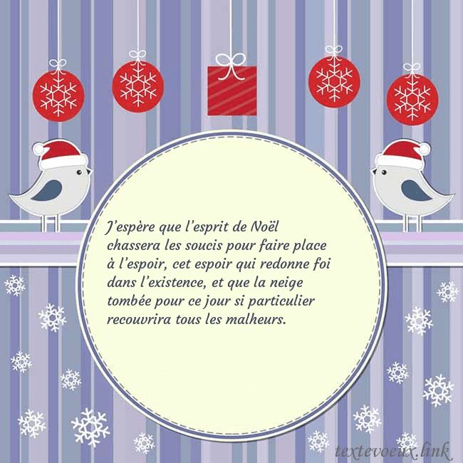Cartes de vœux avec des oiseaux de Noël J’espère que l’esprit de Noël chassera les soucis Cartes de vœux avec des oiseaux de Noël