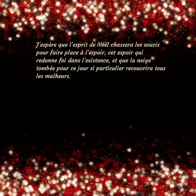 Carte postale animée clignotante noir et rouge J’espère que l’esprit de Noël chassera les soucis Carte postale animée clignotante noir et rouge