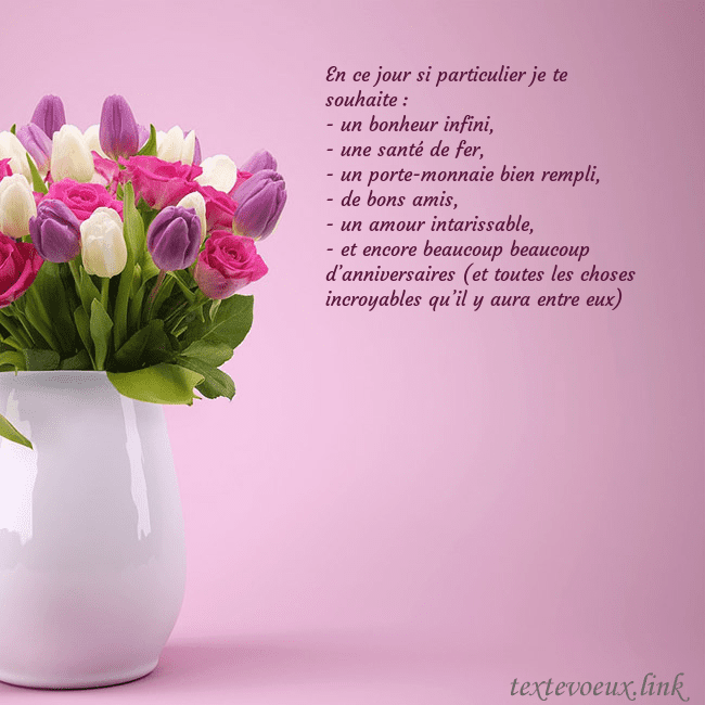 Carte d'anniversaire avec des tulipes dans un vase