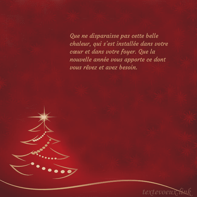 Carte de Noël rouge avec sapin de Noël doré