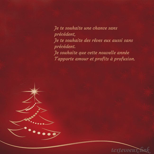 Carte de Noël rouge avec sapin de Noël doré