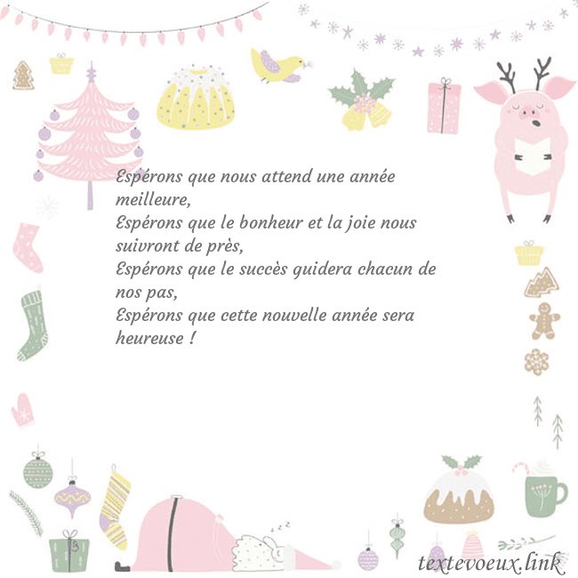 Carte postale du nouvel an avec un cochon