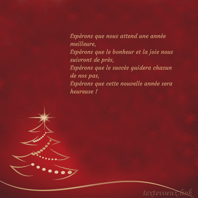 Carte de Noël rouge avec sapin de Noël doré