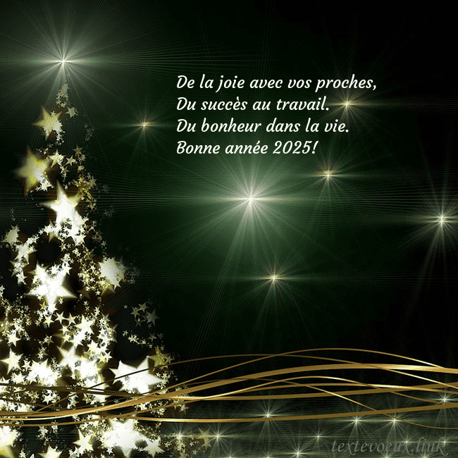 Une carte de Noël verte avec un sapin de Noël scintillant d'or