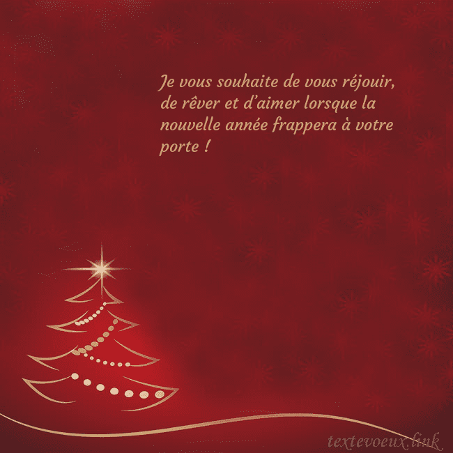 Carte de Noël rouge avec sapin de Noël doré