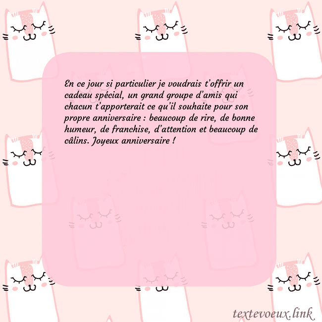 Carte de voeux rose avec des chats drôles