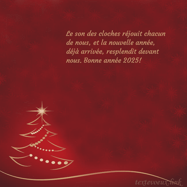 Carte de Noël rouge avec sapin de Noël doré