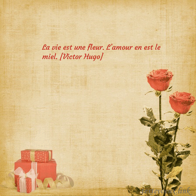 Carte de vœux avec roses et cadeaux