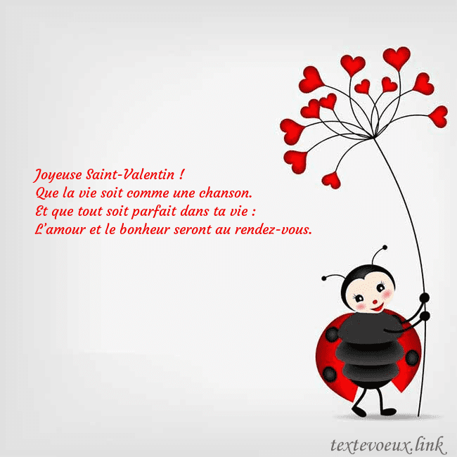 Carte de vœux avec coccinelle Joyeuse Saint-Valentin !
Que la vie soit comme un Carte de vœux avec coccinelle