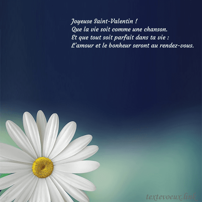 Carte postale avec une grande marguerite Joyeuse Saint-Valentin !
Que la vie soit comme un Carte postale avec une grande marguerite
