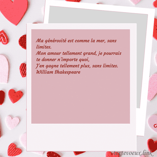 Carte animée pour la Saint-Valentin Ma générosité est comme la mer, sans limites.
Mon Carte animée pour la Saint-Valentin