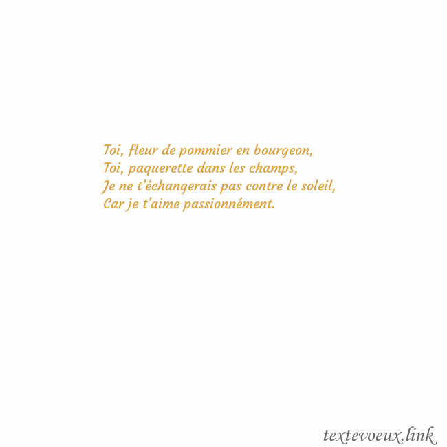 E-Carte avec coeur doré animé Toi, fleur de pommier en bourgeon,
Toi, paquerette E-Carte avec coeur doré animé