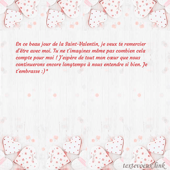 Carte de vœux avec coeurs blancs En ce beau jour de la Saint-Valentin, je veux te r Carte de vœux avec coeurs blancs