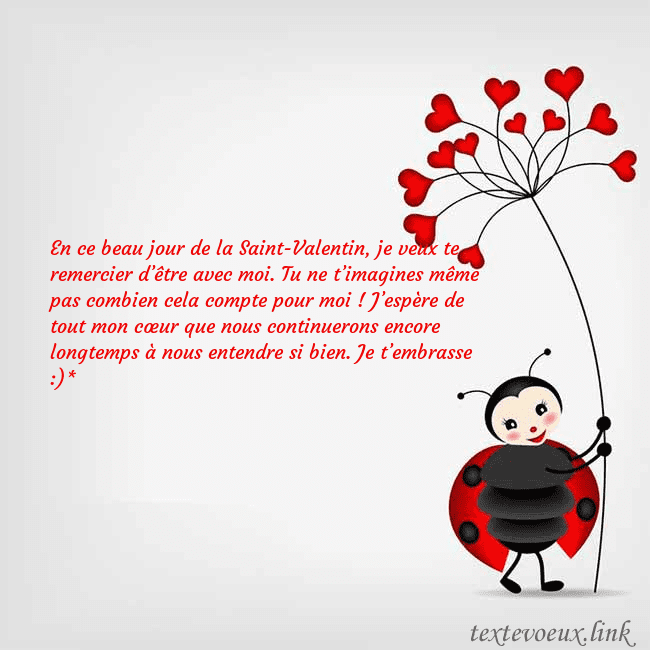 Carte de vœux avec coccinelle En ce beau jour de la Saint-Valentin, je veux te r Carte de vœux avec coccinelle