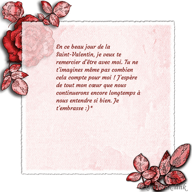 Carte de voeux avec des roses dans les coins En ce beau jour de la Saint-Valentin, je veux te r Carte de voeux avec des roses dans les coins