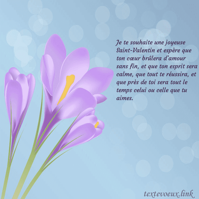 Cartes de vœux avec crocus Je te souhaite une joyeuse Saint-Valentin et espèr Cartes de vœux avec crocus