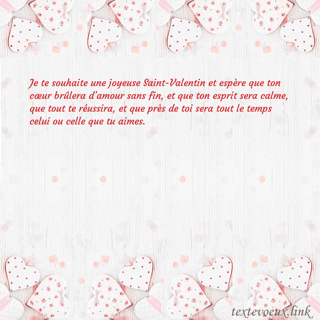 Carte de vœux avec coeurs blancs Je te souhaite une joyeuse Saint-Valentin et espèr Carte de vœux avec coeurs blancs
