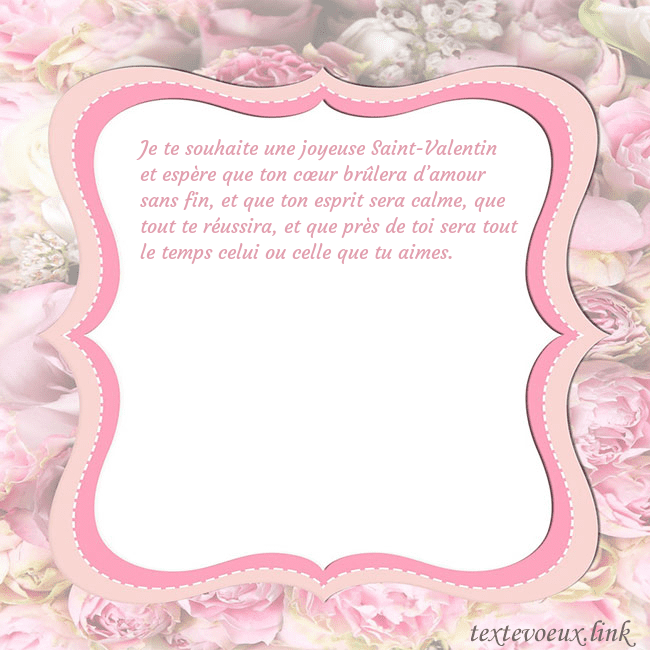 Carte de voeux - cadre rose Je te souhaite une joyeuse Saint-Valentin et espèr Carte de voeux - cadre rose