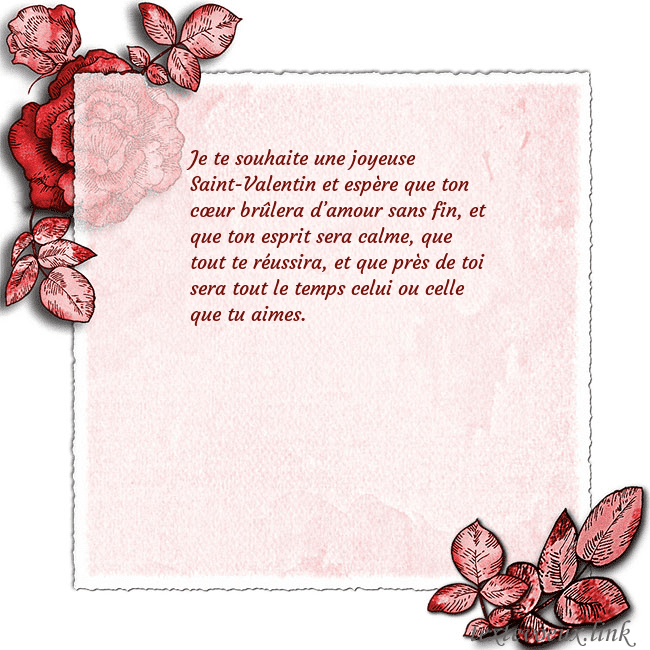 Carte de voeux avec des roses dans les coins Je te souhaite une joyeuse Saint-Valentin et espèr Carte de voeux avec des roses dans les coins