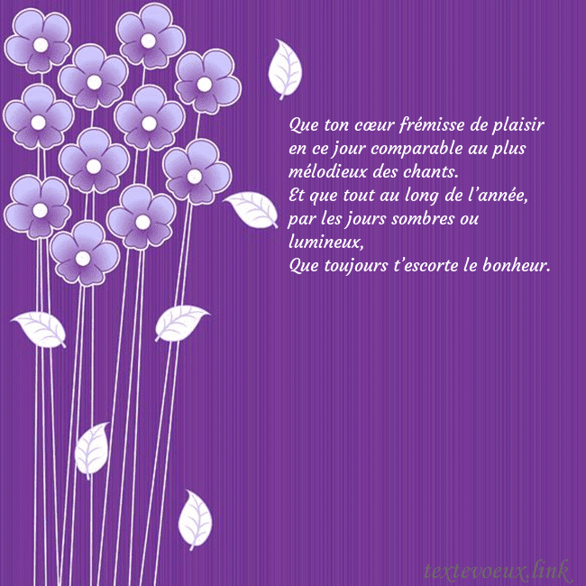 Carte de vœux avec des fleurs violettes