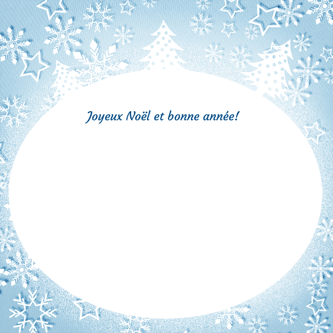 Carte de Noël avec des arbres de Noël blancs et des flocons de neige