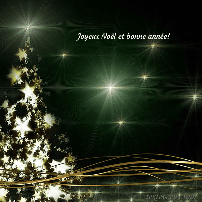 Une carte de Noël verte avec un sapin de Noël scintillant d'or