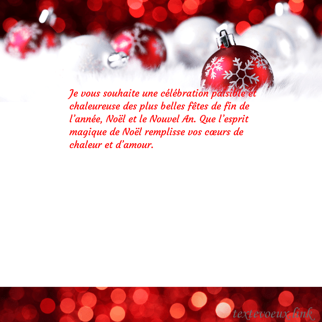 Carte de vœux avec des jouets de Noël rouges Je vous souhaite une célébration paisible et chale Carte de vœux avec des jouets de Noël rouges