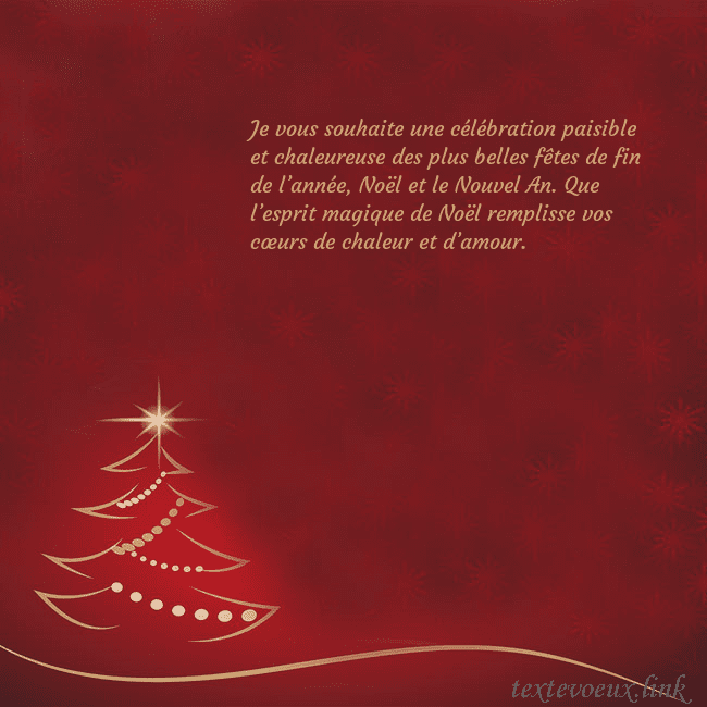 Carte de Noël rouge avec sapin de Noël doré