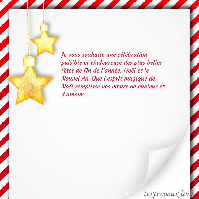 Carte de Noël avec des étoiles d'or Je vous souhaite une célébration paisible et chale Carte de Noël avec des étoiles d'or