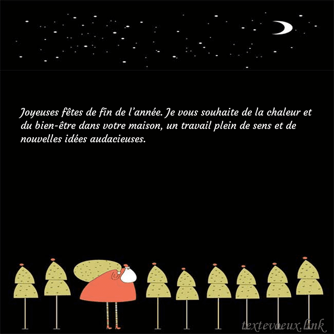 Carte de vœux avec le père Noël et les arbres de Noël