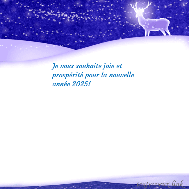 Carte de vœux avec de la neige et un cerf brillant